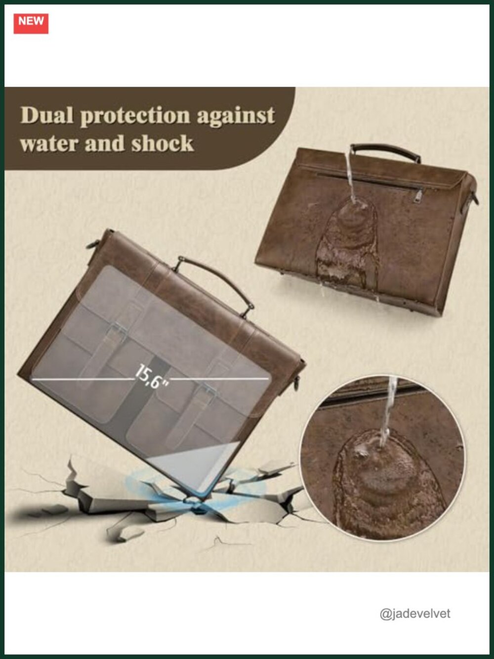 Vintage PU Leather 15.6 Inch Laptop Messenger Bag Multi Compartment Work - Picture 2 of 6